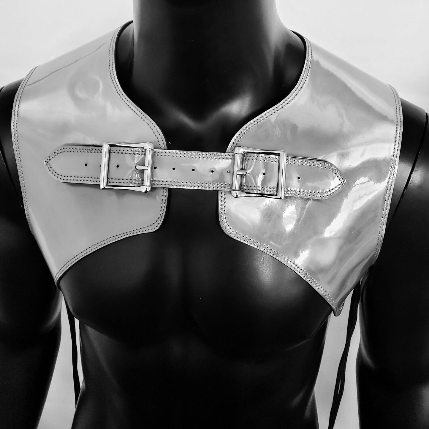 Burning Man Armure holographique en argent, gilet d’armure en argent du festival, costumes de carnaval rave