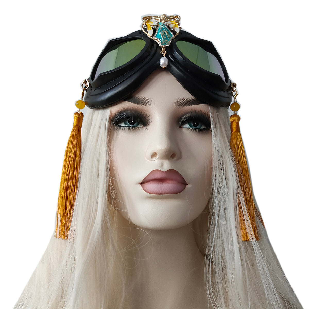 Rave-Streampunk-Brille, Burning-Man-Brille, Festival-Brille, Kette-Fünfzack-Stern-Kostümbrille, Cyber-Gothic-Maskerade-Brille