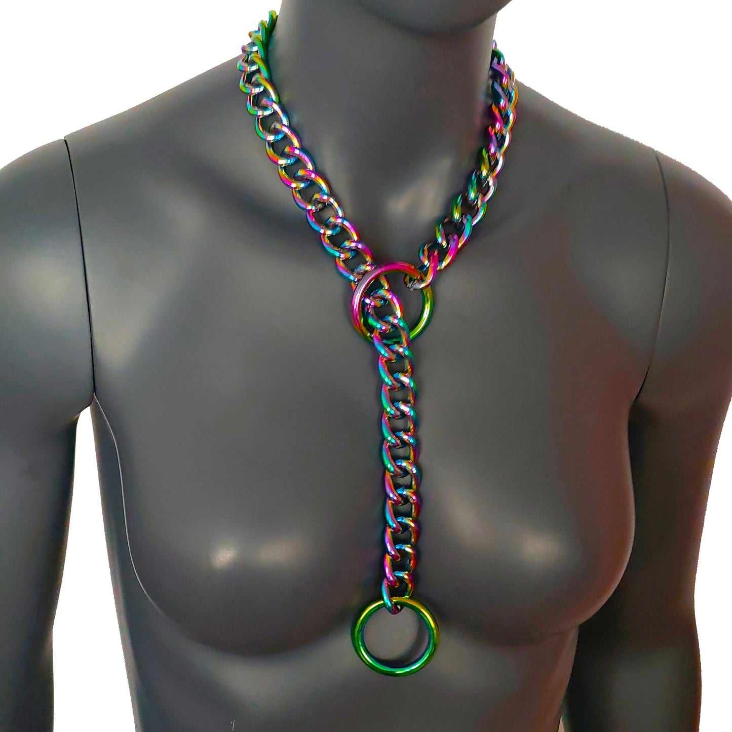 Collier de chaîne, collier pendentif à pointes en acier inoxydable argenté pour hommes et femmes, collier unisexe, collier O Ring - fait à la main