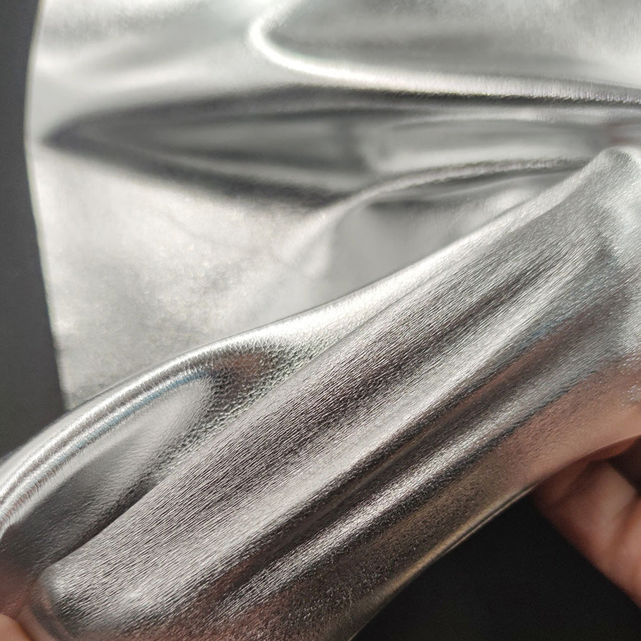 Holografischer Stretch-Silber-PVC-Vinyl-Lederstoff, Rave-Stoff, holografische Hologramm-Stoff-Meterware