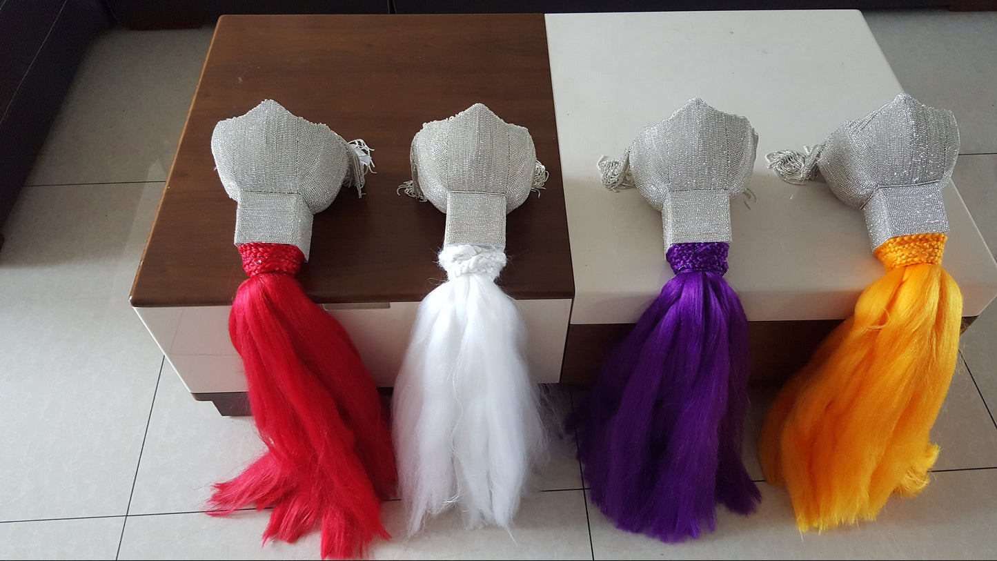 Holographic Burning Man Shiny Rhinestone White Wig Headdress Head Pieces Rave Stage Dancer Dj Singer Wear Tassel Hat Costumes