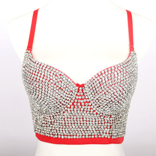 Burning Man Rave Festival Rhinestones Embellished Bustier Corset Top Bra Party Clothing 36090