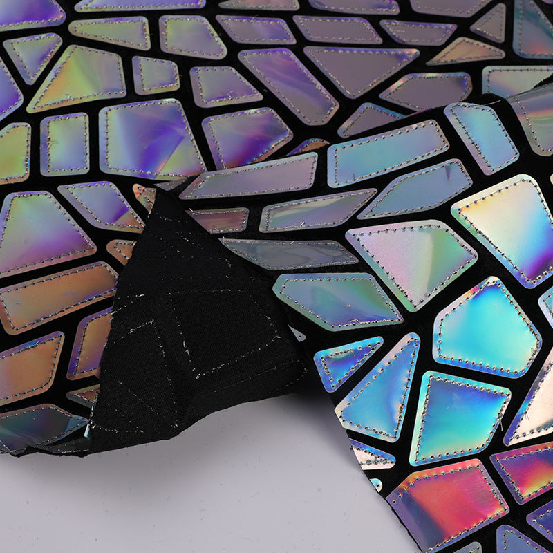 Holographic Full Polyester Velvet Sequin Fabric, Laser Sequin Embroidery Fabric, Laser Embroidery Fabric No.2