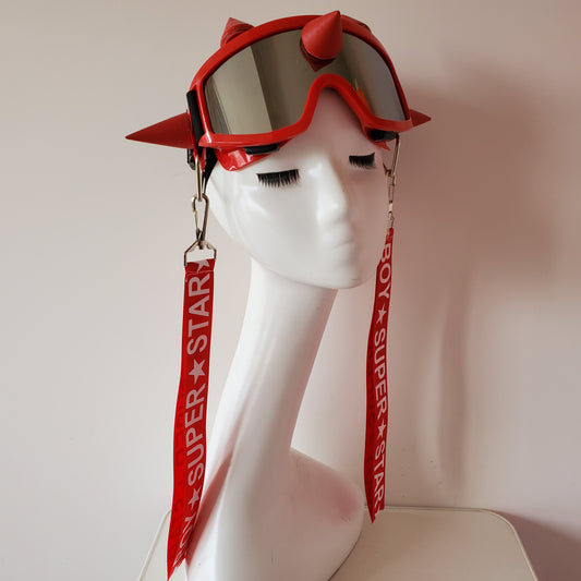 Holographic Burning Man Red Streampunk Festival Wear Headpiece Cyber Goggles Stage Rave Gogo Glasses