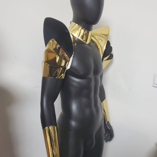 Burning Man Holographic Rave Gold Armor,Rave Carnival Festival Costumes Armor Outfit