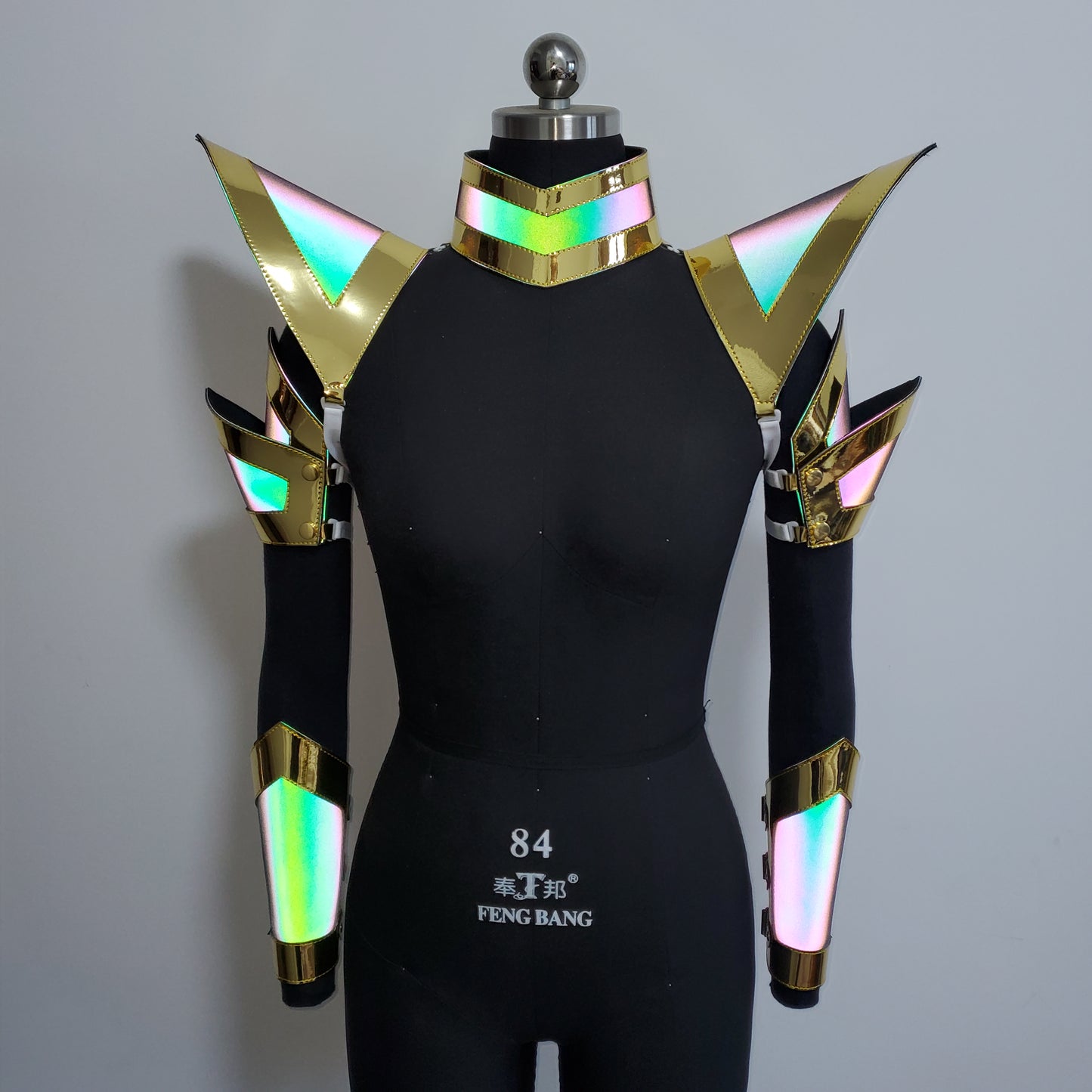 Burning Man Holographic Women Gold Edge Reflective Armor,Rave Carnival Festival Costumes Armor Outfits