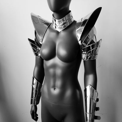 Burning Man Holographic Women Silver Armor,Rave Carnival Festival Costumes Armor Outfits