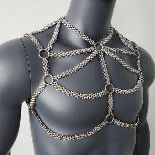 Rave Man Punk Body Chest Chain Music Festival Burning Man Stainless Steel Chain Harness