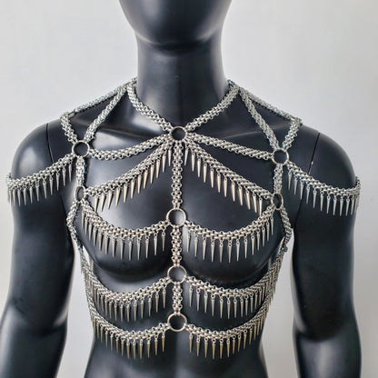 Man Body Chain Harness,Spike Fringe Metal Chain Harness,Punk Chest Harness