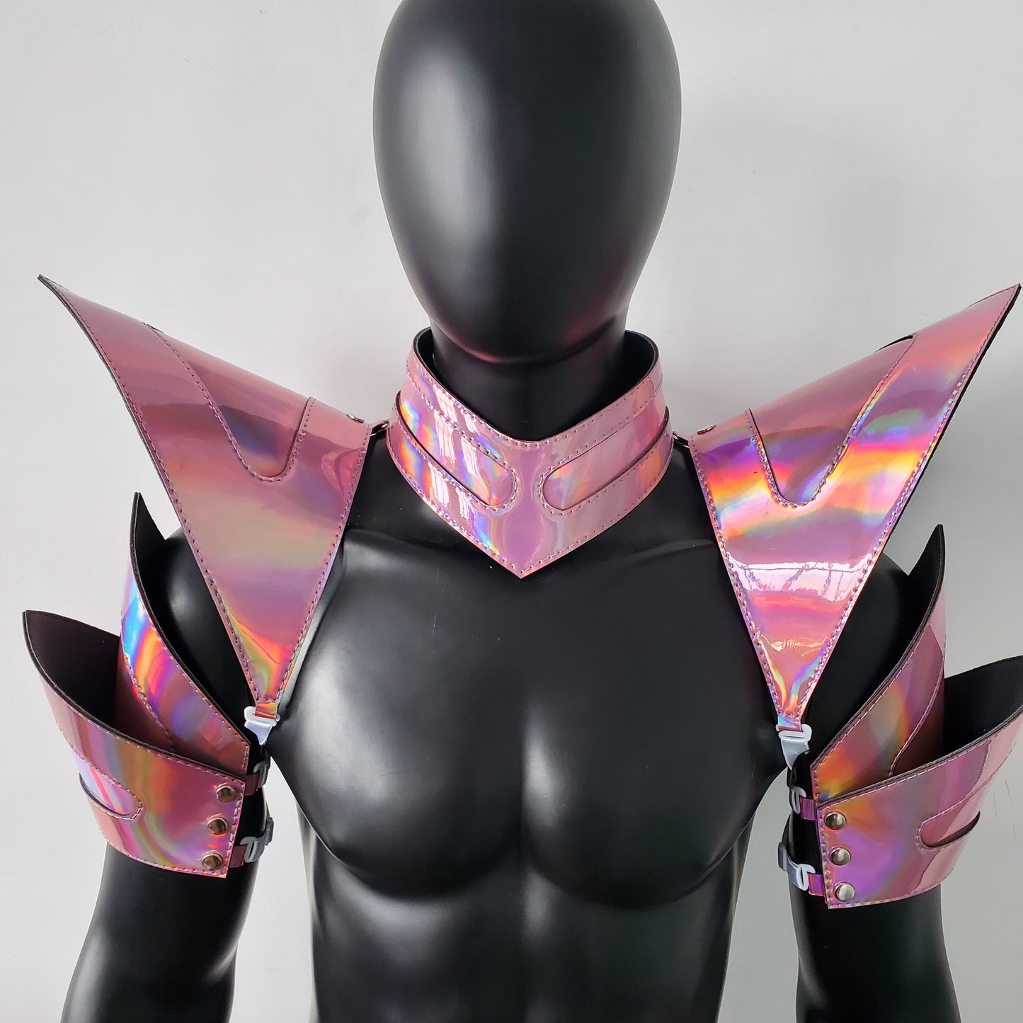 Burning Man Holographic Laser Pink Rave Arm & Shoulder Piece Armor EDM Festival Outfit