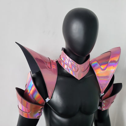 Burning Man Holographic Laser Pink Rave Arm & Shoulder Piece Armor EDM Festival Outfit