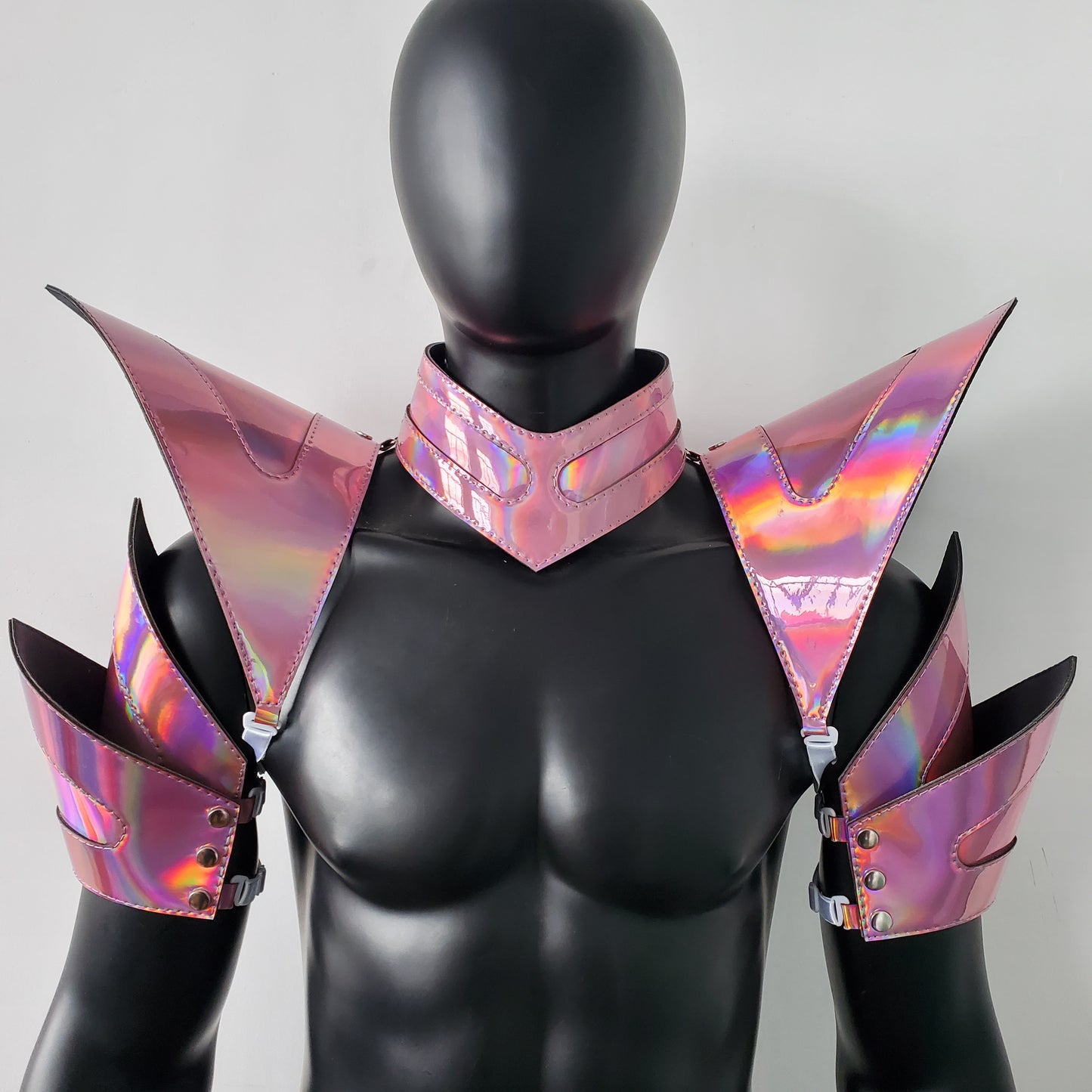 Burning Man Holographic Laser Pink Rave Arm & Shoulder Piece Armor EDM Festival Outfit