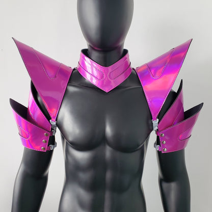 Burning Man Holographic Laser Rosered Rave Arm & Shoulder Piece Armor EDM Festival Outfit