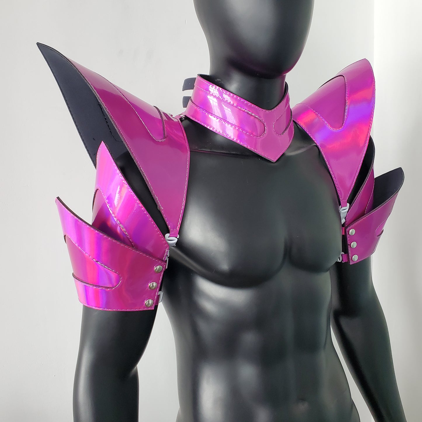 Burning Man Holographic Laser Rosered Rave Arm & Shoulder Piece Armor EDM Festival Outfit