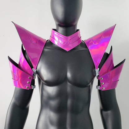 Burning Man Holographic Laser Rosered Rave Arm & Shoulder Piece Armor EDM Festival Outfit