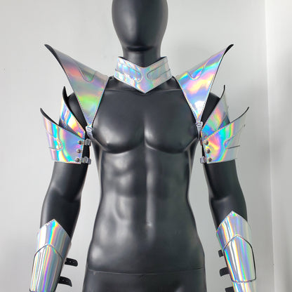 Burning Man Holographic Laser Silver Armor,Rave Carnival Festival Costumes Armor Outfits