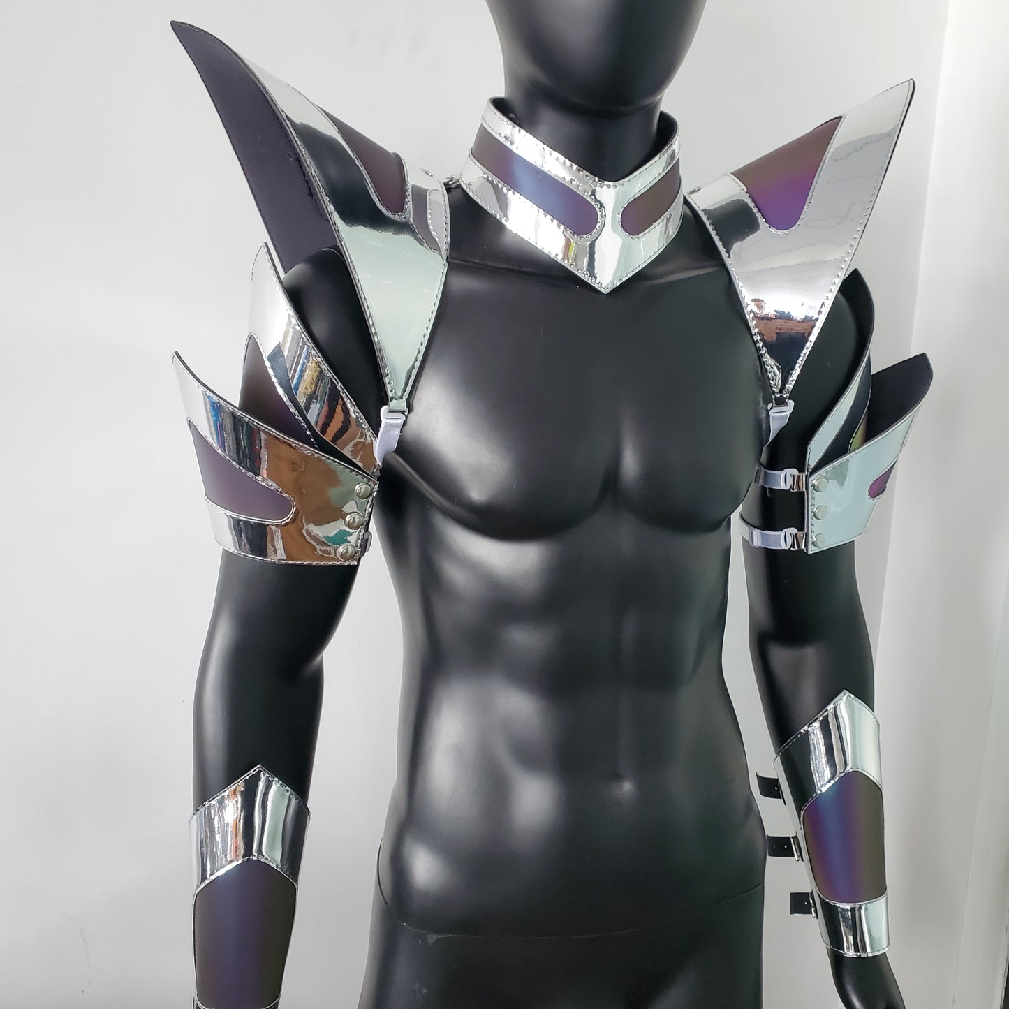 Burning Man Holographic Silver Edge Reflective Armor,Rave Carnival Festival Costumes Armor Outfits