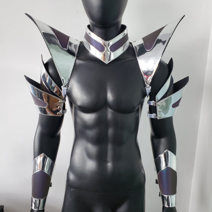 Burning Man Holographic Silver Edge Reflective Armor,Rave Carnival Festival Costumes Armor Outfits