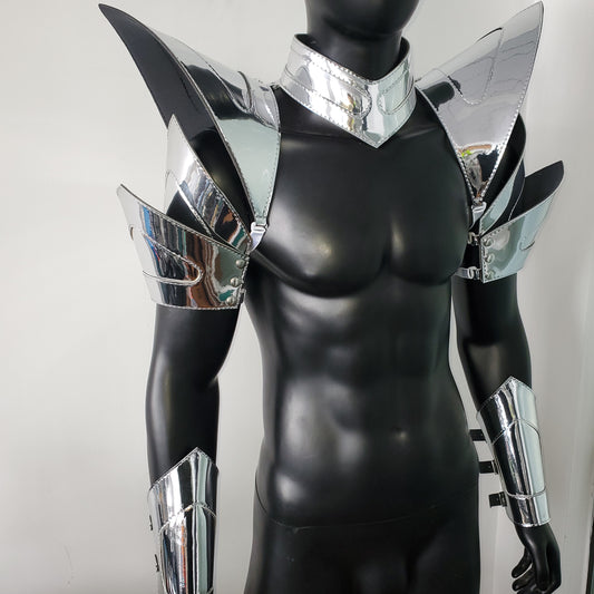 Burning Man Holographic Silver Armor,Rave Carnival Festival Costumes Armor Outfits