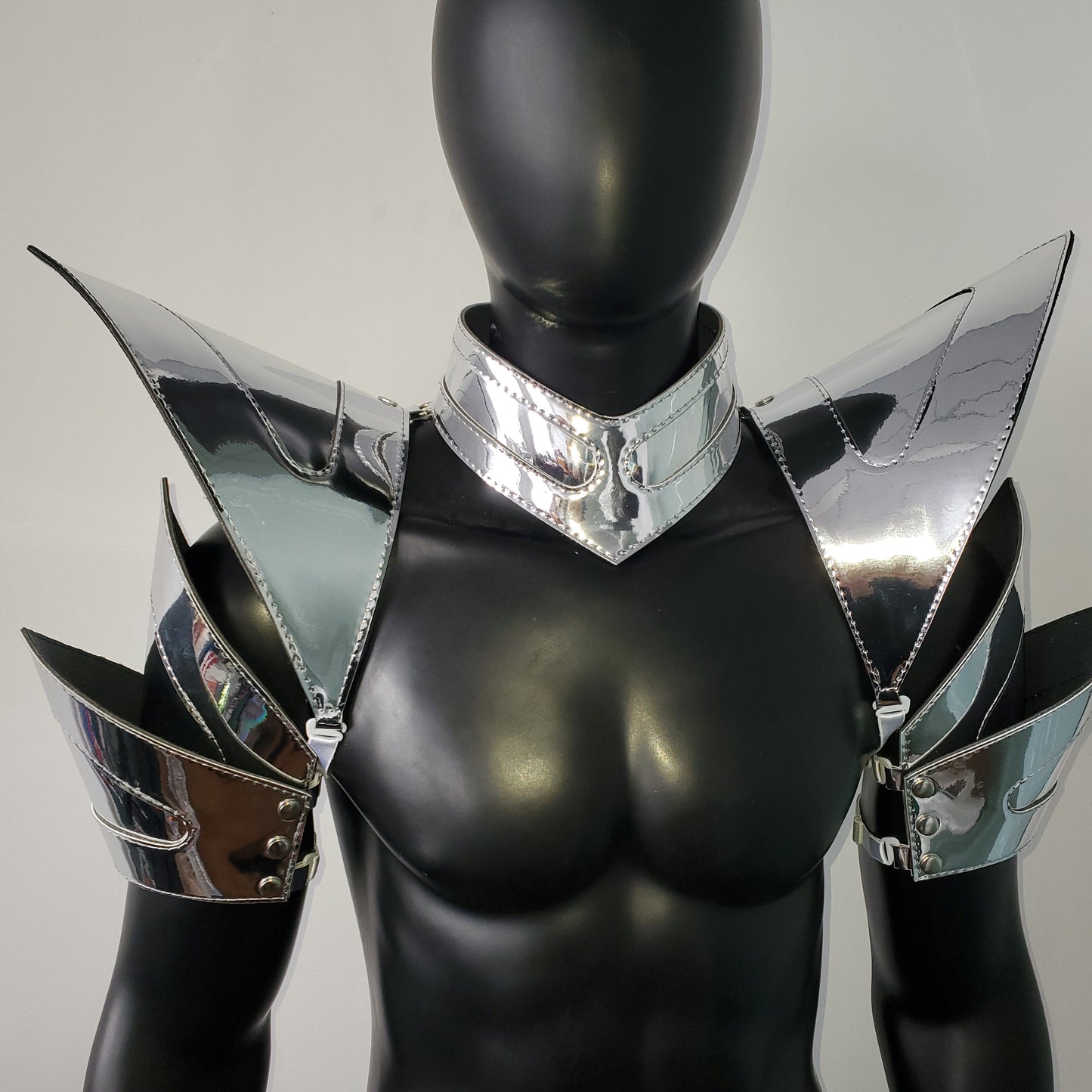 Burning Man Holographic Silver Rave Arm & Shoulder Piece Armor EDM Festival Outfit