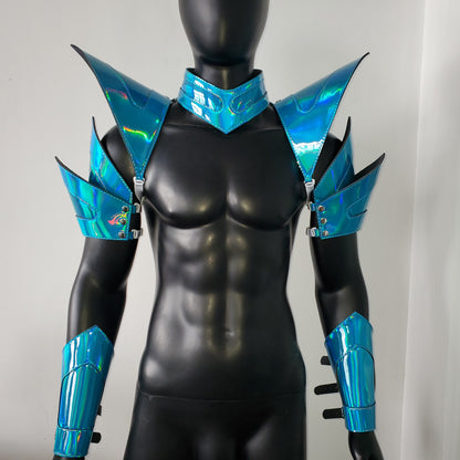 Burning Man Holographic Laser Blue Armor,Rave Carnival Festival Costumes Armor Outfits