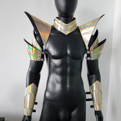 Burning Man Holographic Laser Gold Armor,Rave Carnival Festival Costumes Armor Outfits