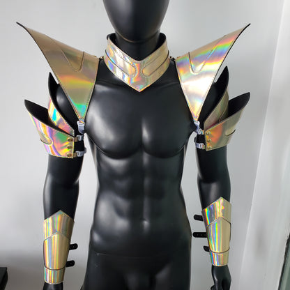 Burning Man Holographic Laser Gold Armor,Rave Carnival Festival Costumes Armor Outfits