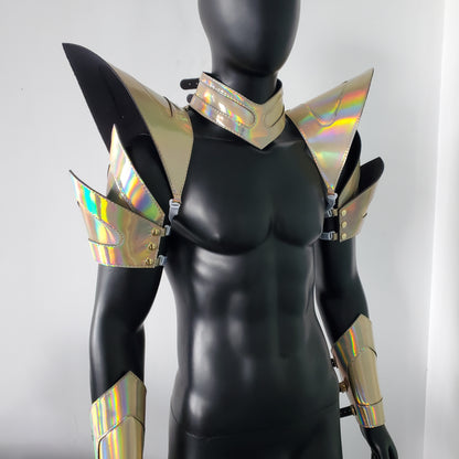 Burning Man Holographic Laser Gold Armor,Rave Carnival Festival Costumes Armor Outfits