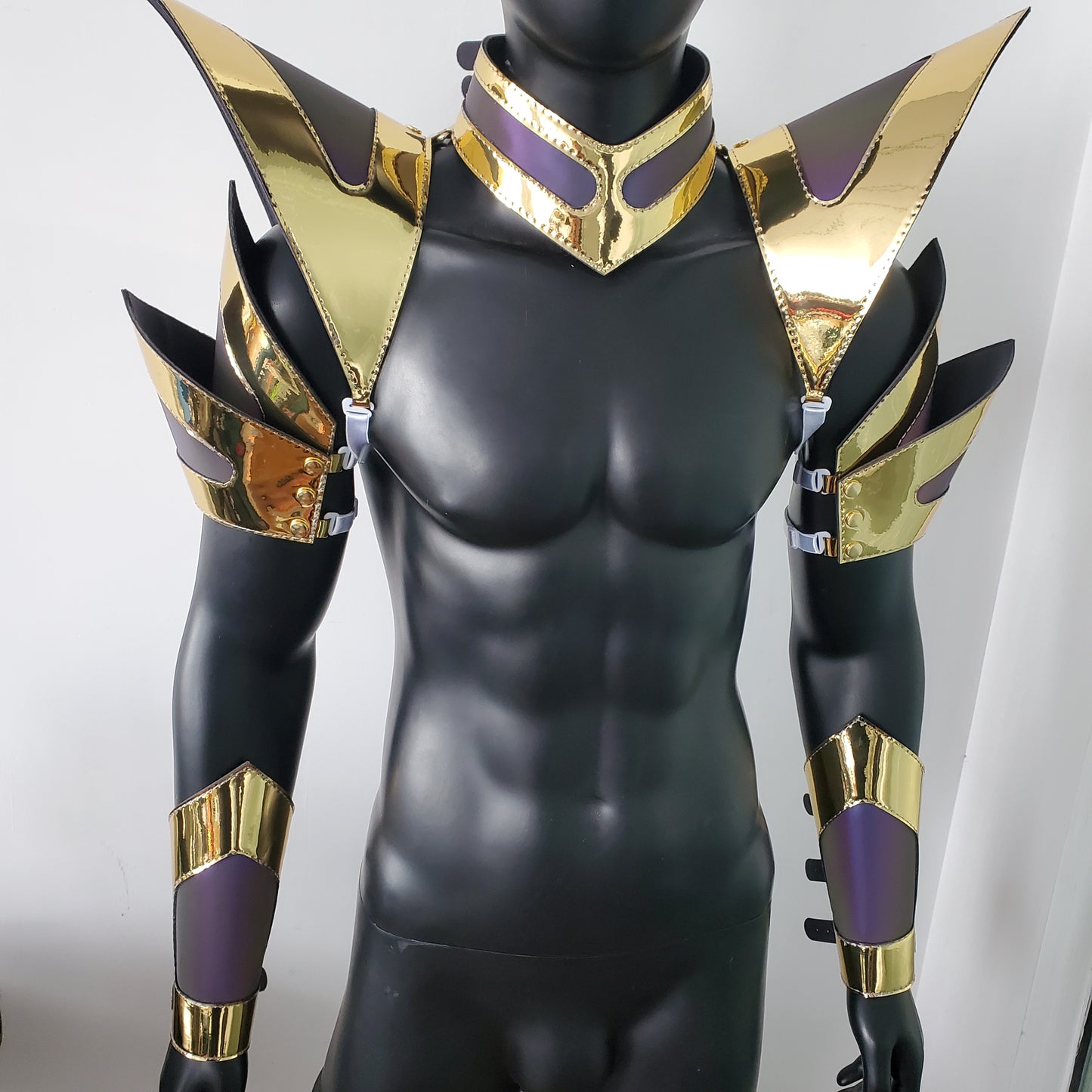 Burning Man Holographic Gold Edge Reflective Armor,Rave Carnival Festival Costumes Armor Outfits