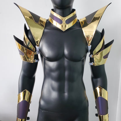 Burning Man Holographic Gold Edge Reflective Armor,Rave Carnival Festival Costumes Armor Outfits