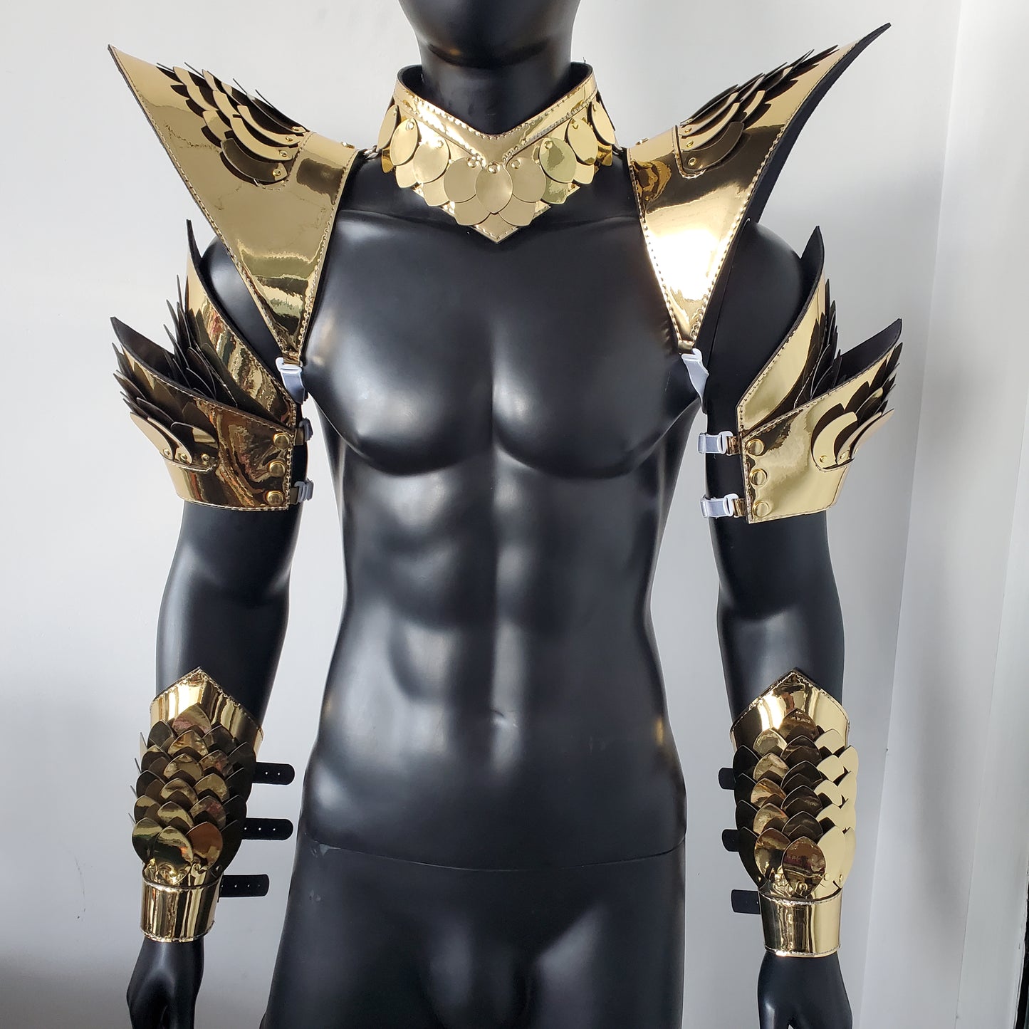 Burning Man Holographic Gold Dragon Scale Armor,Rave Carnival Festival Costumes Armor Outfits