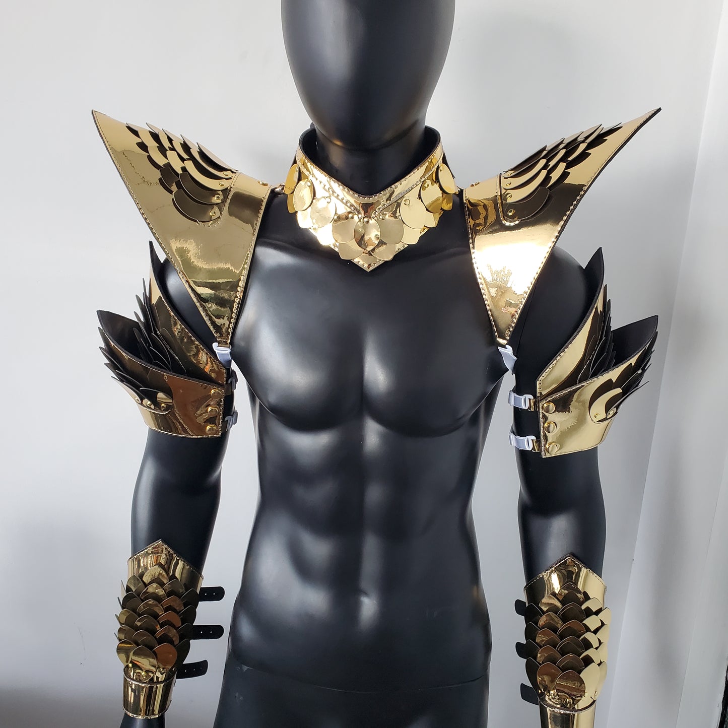 Burning Man Holographic Gold Dragon Scale Armor,Rave Carnival Festival Costumes Armor Outfits