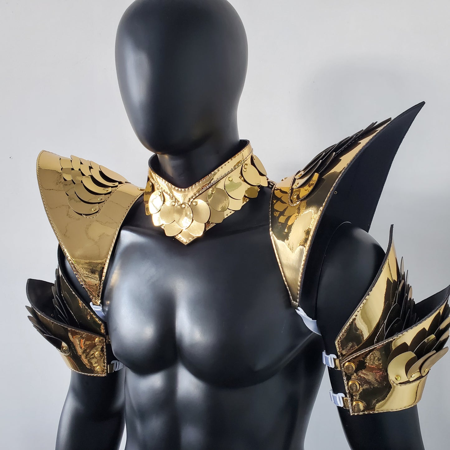 Burning Man Holographic Rave Gold Dragon Scale Arm & Shoulder Piece Armor EDM Festival Outfit