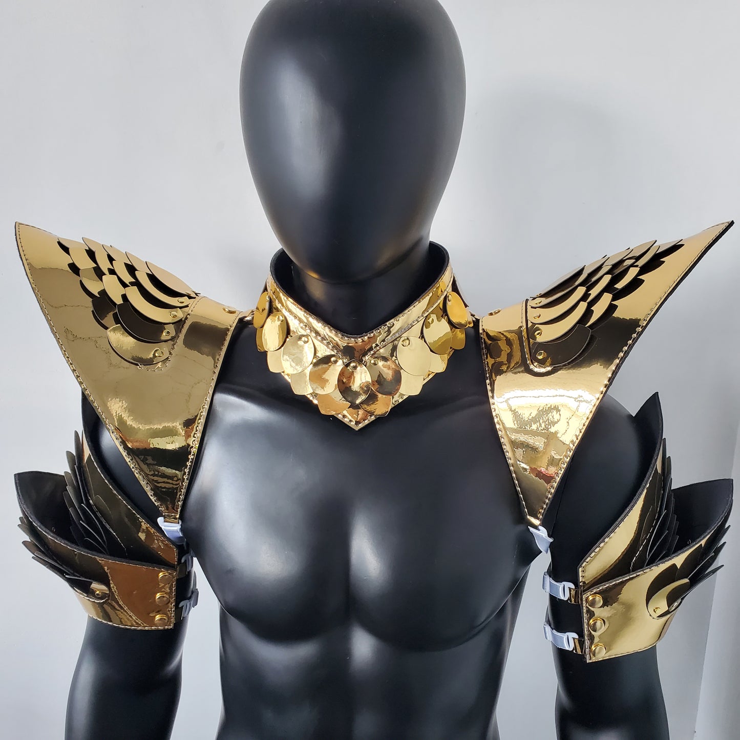 Burning Man Holographic Rave Gold Dragon Scale Arm & Shoulder Piece Armor EDM Festival Outfit