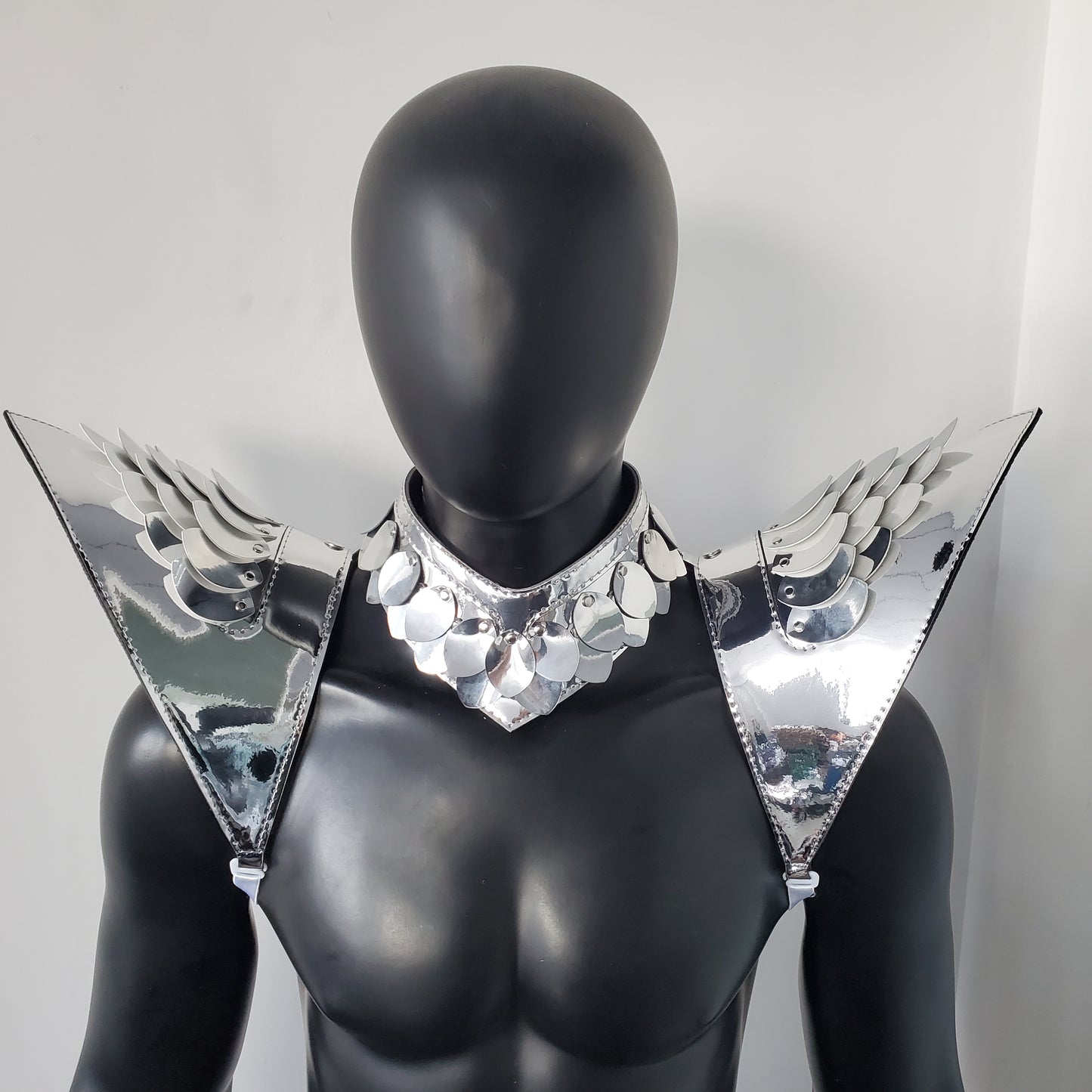 Burning Man Holographic Silver Dragon Scale Shoulder Piece Armor EDM Festival Outfit