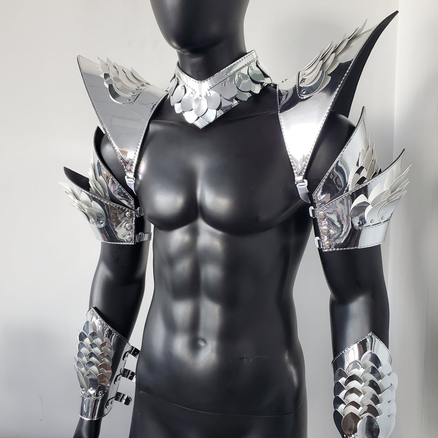 Burning Man Holographic Silver Dragon Scale Armor,Rave Carnival Festival Costumes Armor Outfits