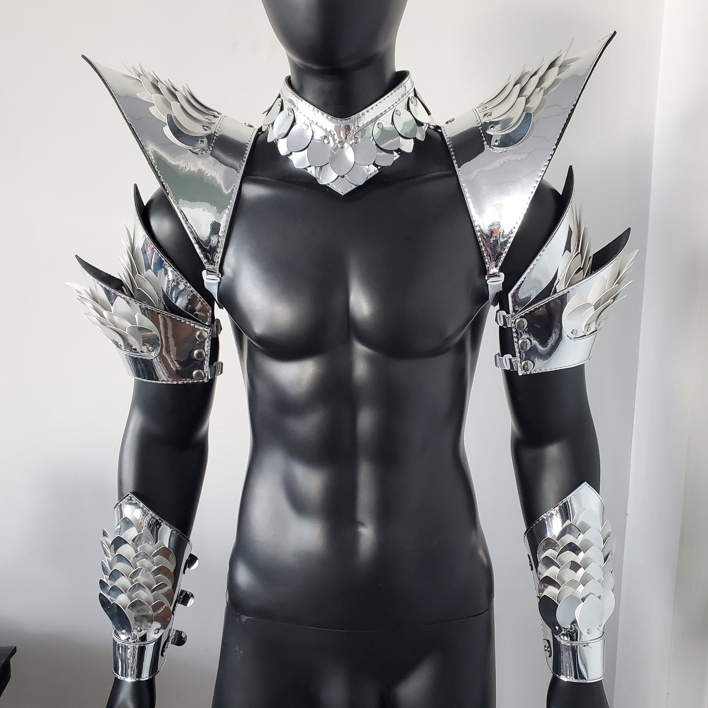 Burning Man Holographic Silver Dragon Scale Armor,Rave Carnival Festival Costumes Armor Outfits