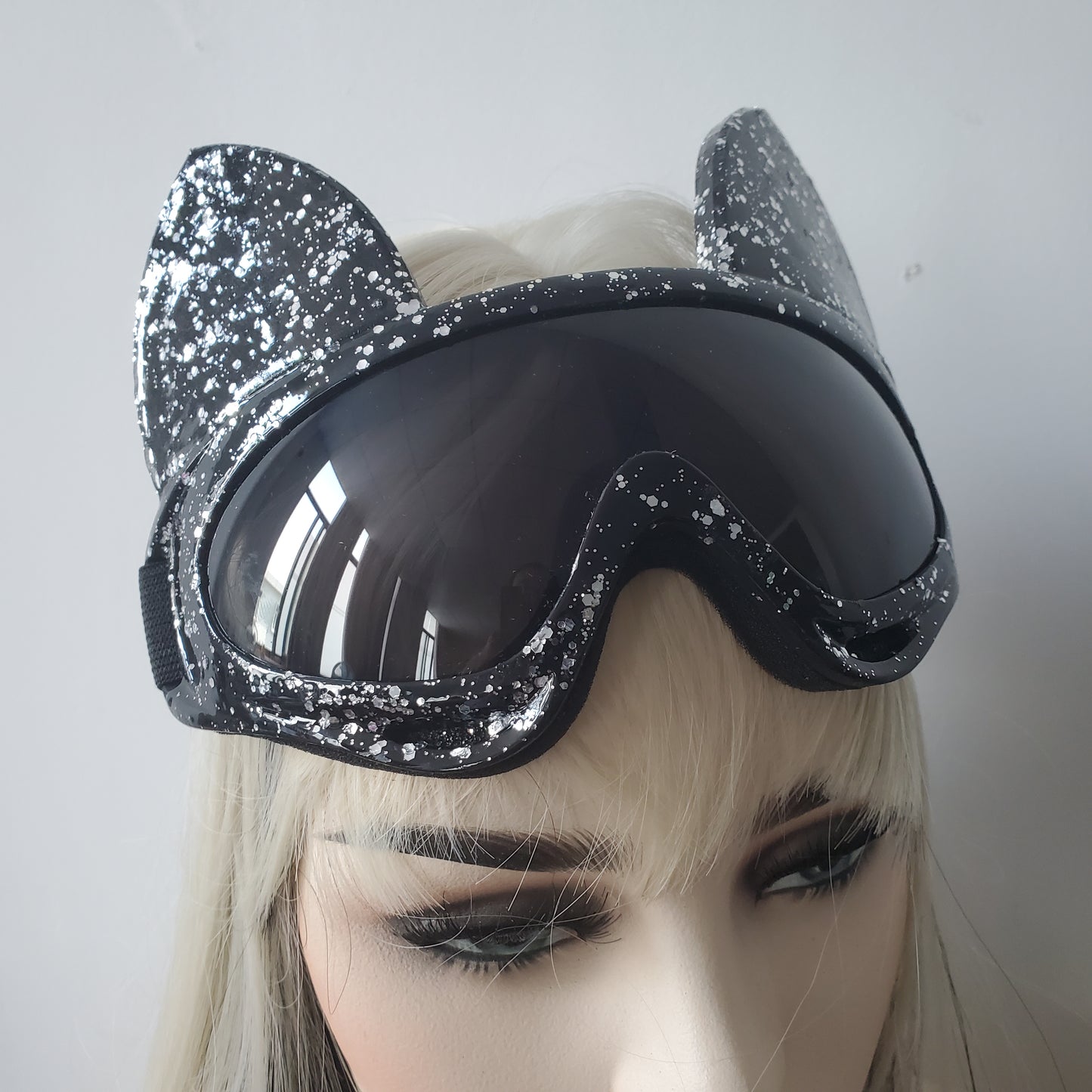 Holographic Cat Burning Man Goggle Festival Mask Costume Headpiece Cyber Goggles Stage Rave Headpiece