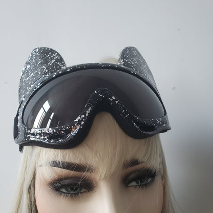 Holographic Cat Burning Man Goggle Festival Mask Costume Headpiece Cyber Goggles Stage Rave Headpiece