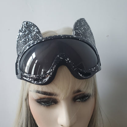 Holographic Cat Burning Man Goggle Festival Mask Costume Headpiece Cyber Goggles Stage Rave Headpiece