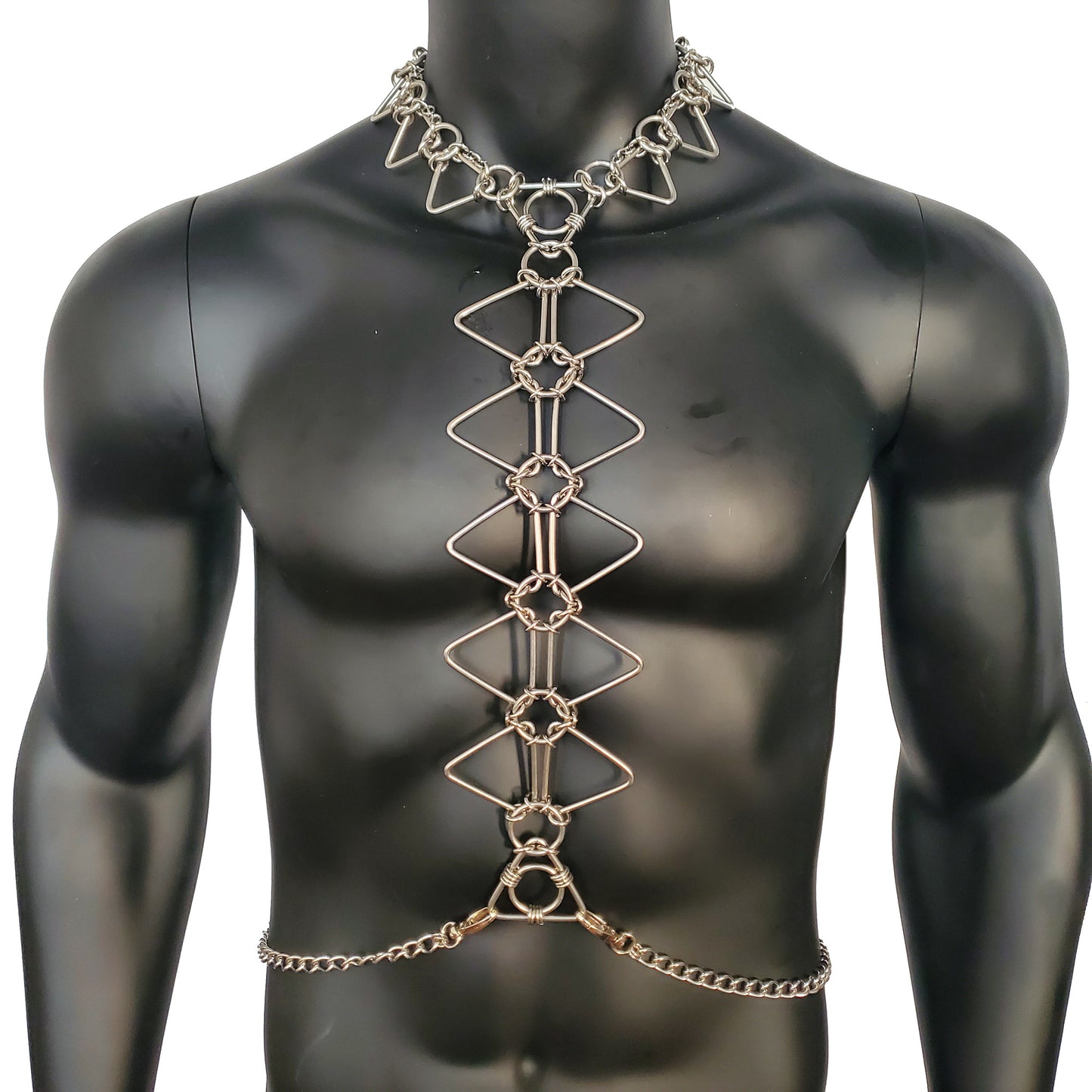 Rave Man Body Stainless Steel Chain Harness,Bold Industrial Rave Festival Fashion Chain Harness,Punk Chest Harness