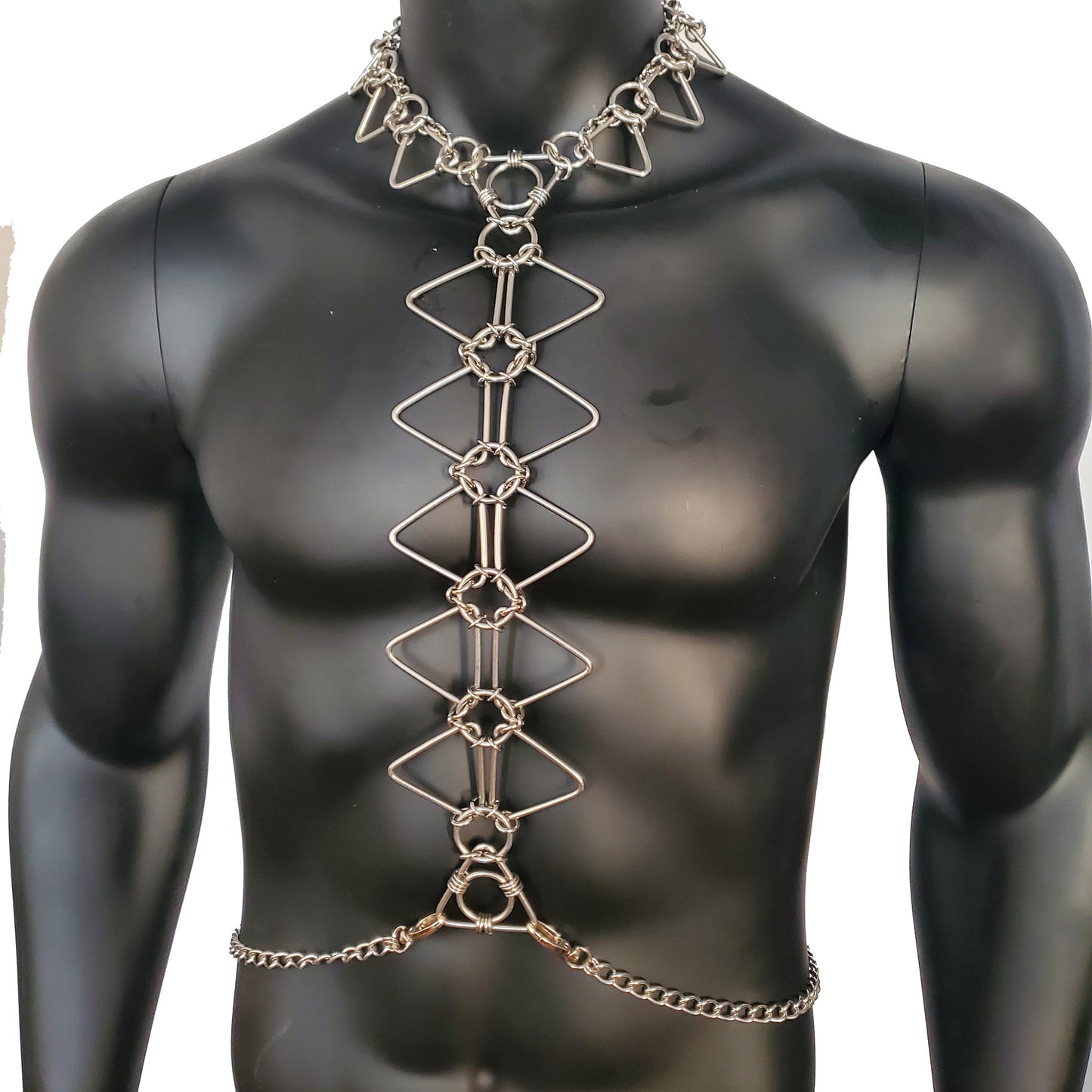 Rave Man Body Stainless Steel Chain Harness,Bold Industrial Rave Festival Fashion Chain Harness,Punk Chest Harness