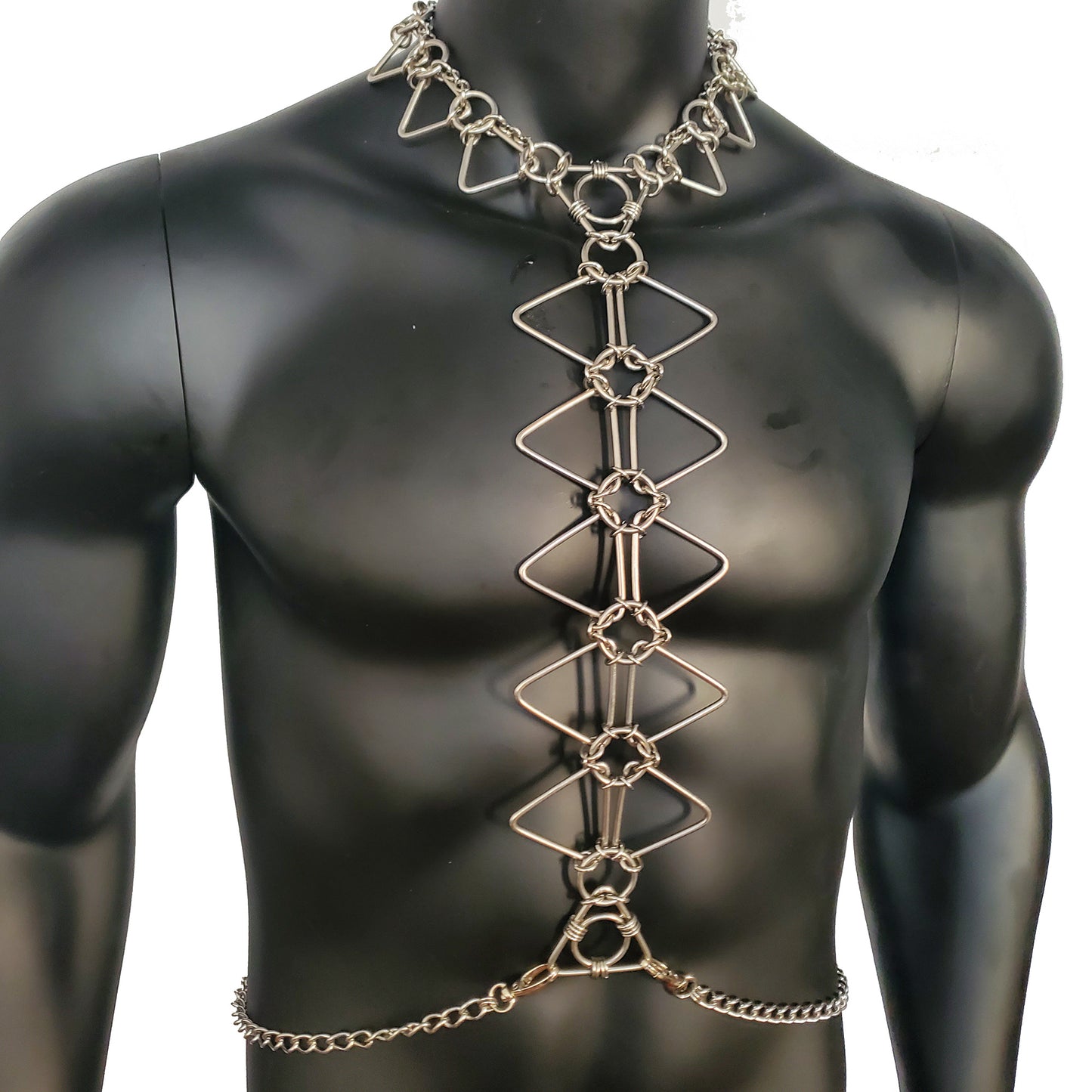 Rave Man Body Stainless Steel Chain Harness,Bold Industrial Rave Festival Fashion Chain Harness,Punk Chest Harness