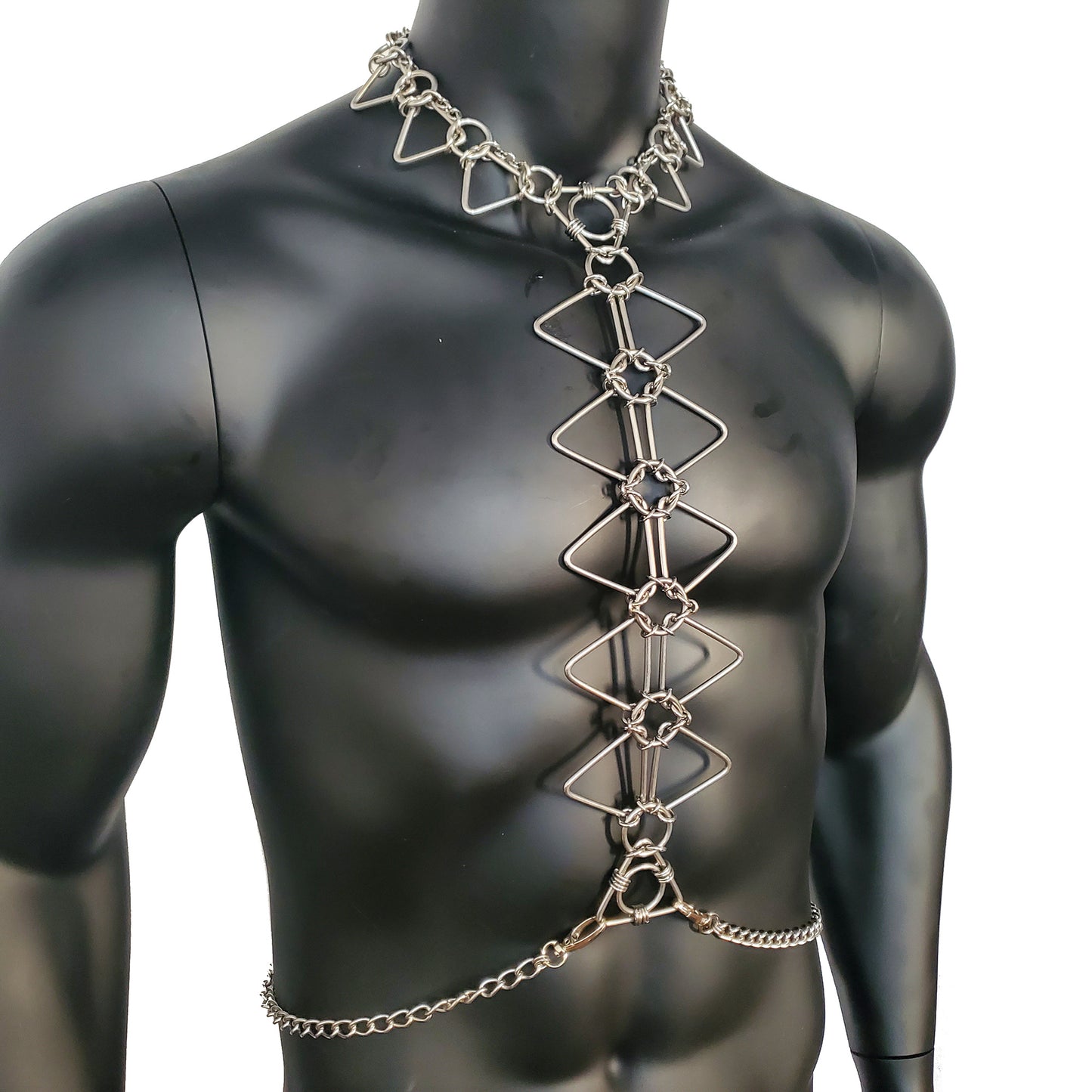 Rave Man Body Stainless Steel Chain Harness,Bold Industrial Rave Festival Fashion Chain Harness,Punk Chest Harness