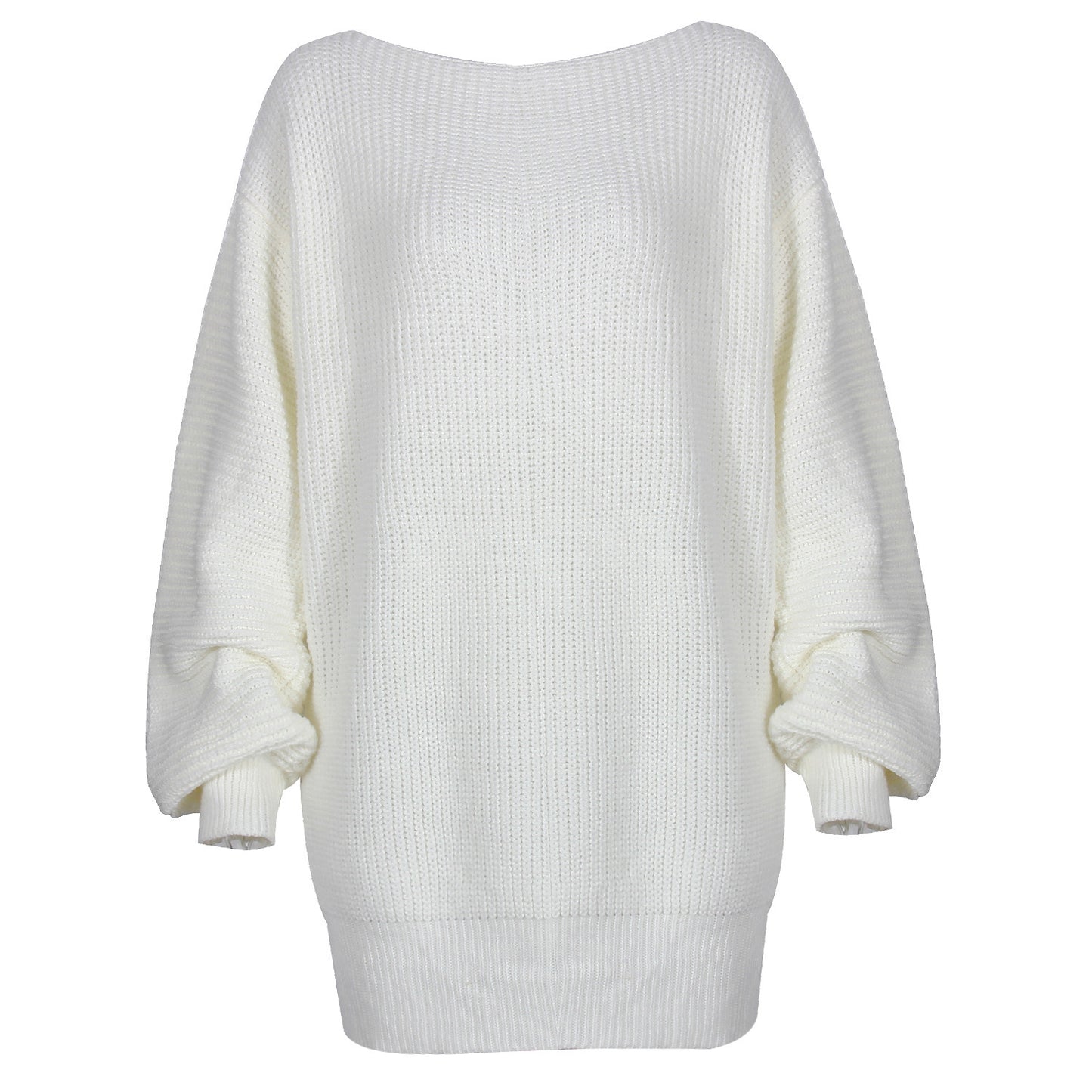 Autumn and Winter Long-sleeved One-shoulder Casual Loose Knitted Sweater Dress for Women