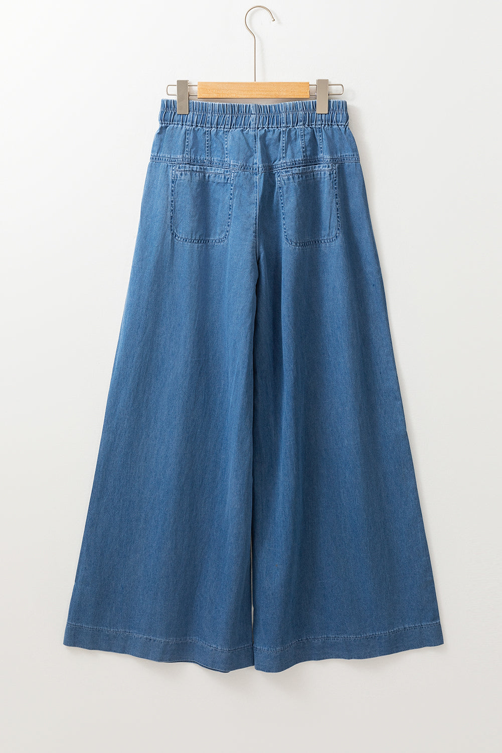 Beau Blue Mineral Wash Button Fly Waist Wide Leg Jeans