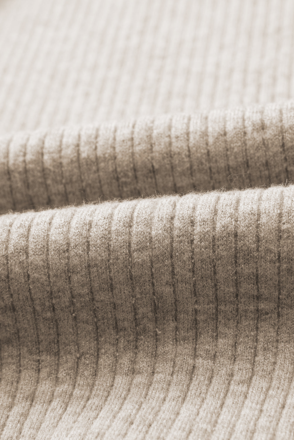 Apricot Thermal Lined Ribbed Knit Mock Neck Sweater