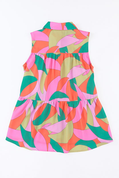 Multicolor Abstract Geometric Print Sleeveless Shirt