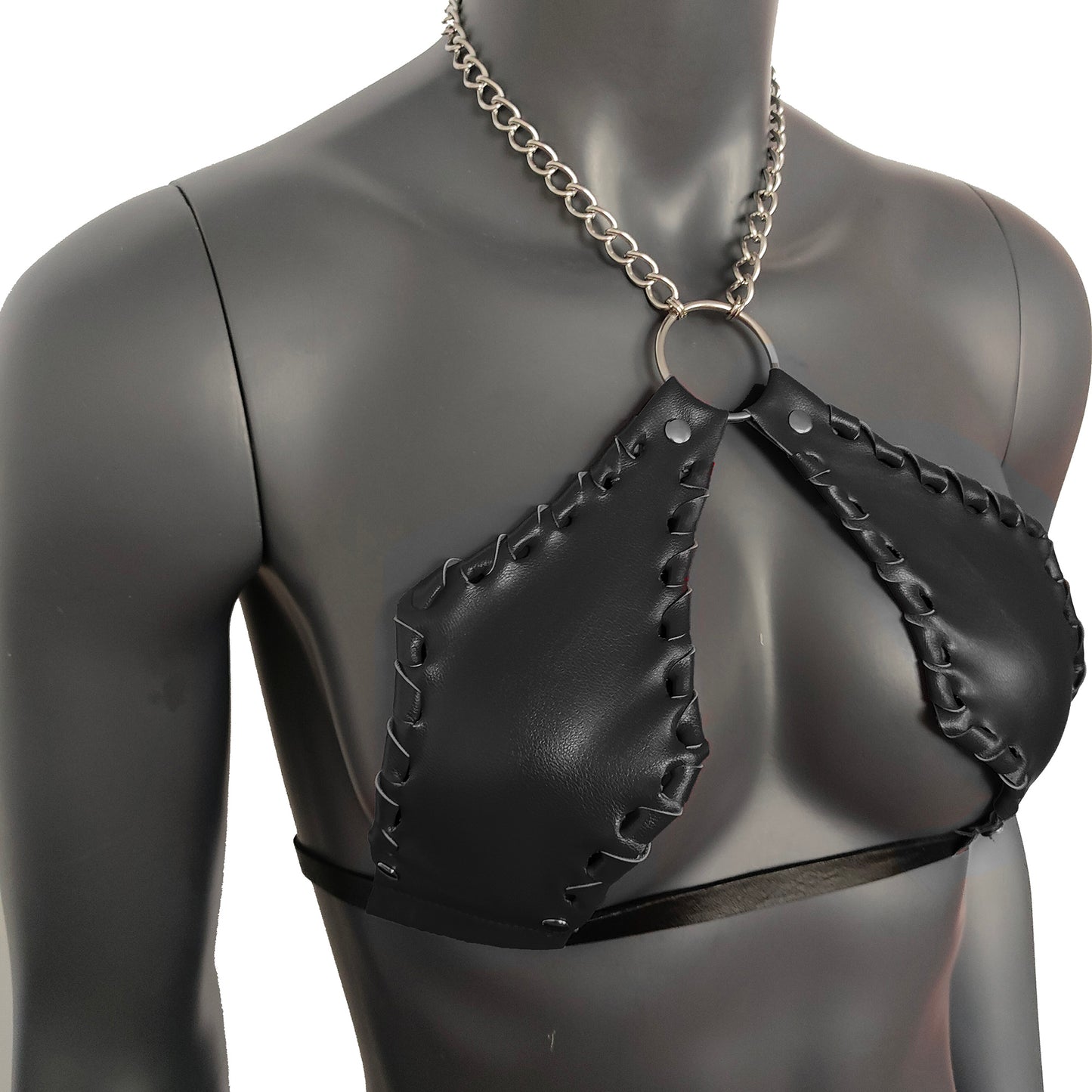 Gothic Black Vampira Cross Top Bra with Chain