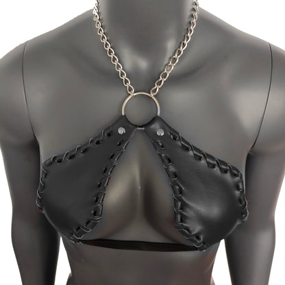 Gothic Black Vampira Cross Top Bra with Chain